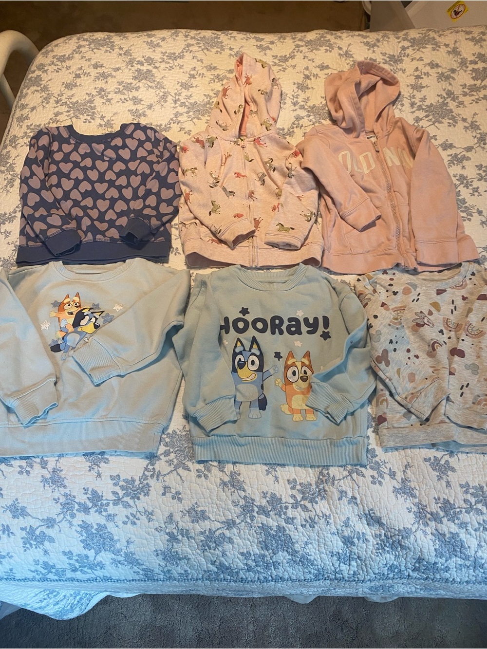 Toddler Girl Sweatshirt and Jacket Bundle Size 4/5 Bluey, John Deere, Cat & Jack
